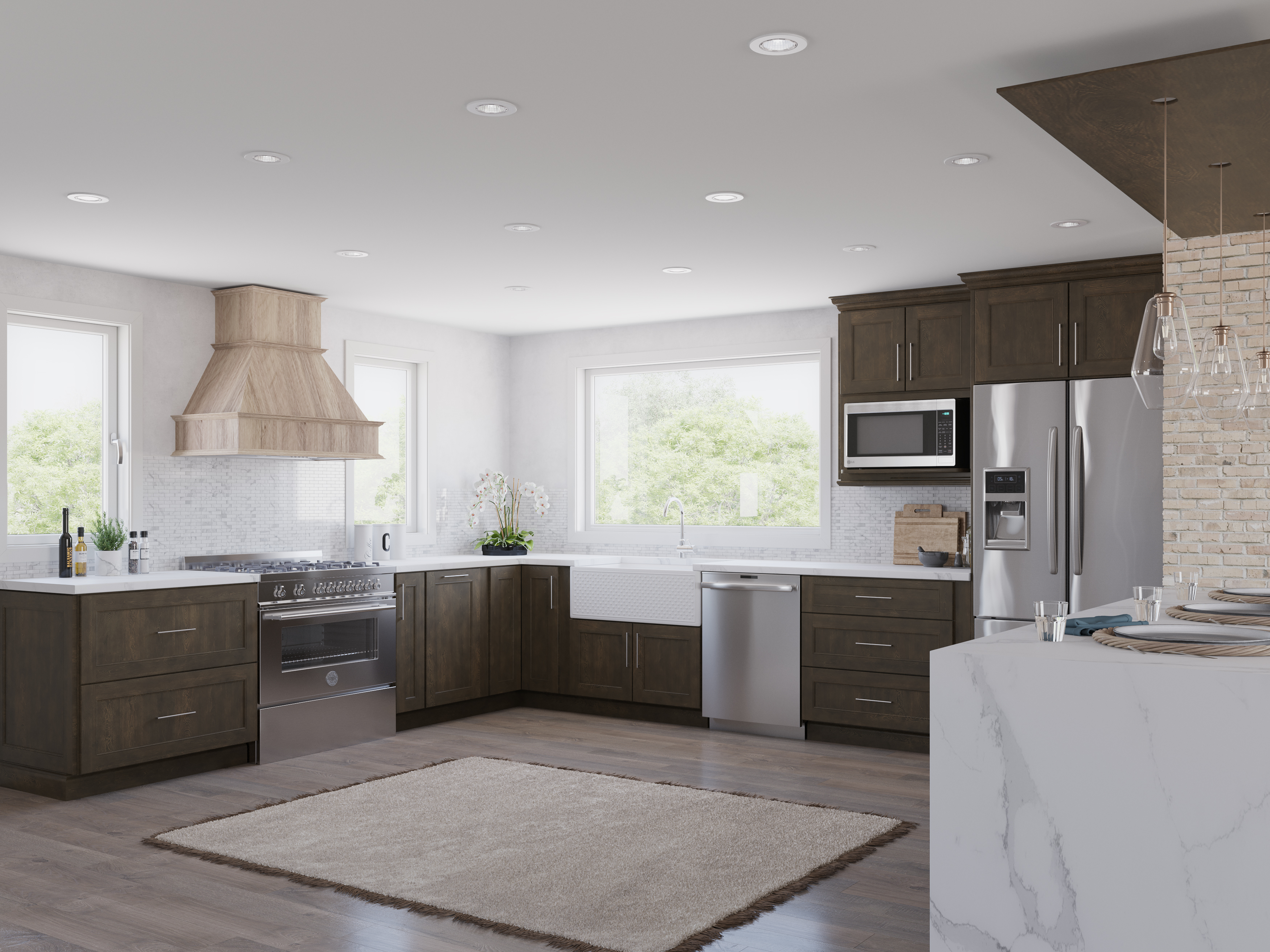 Modern slate frameless kitchen cabinets